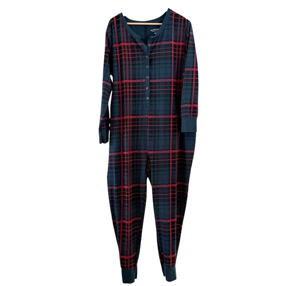 Hearth and Hand Magnolia One Piece Pajamas Long Sleeve Unisex Plaid Onesie 1X - Picture 1 of 12